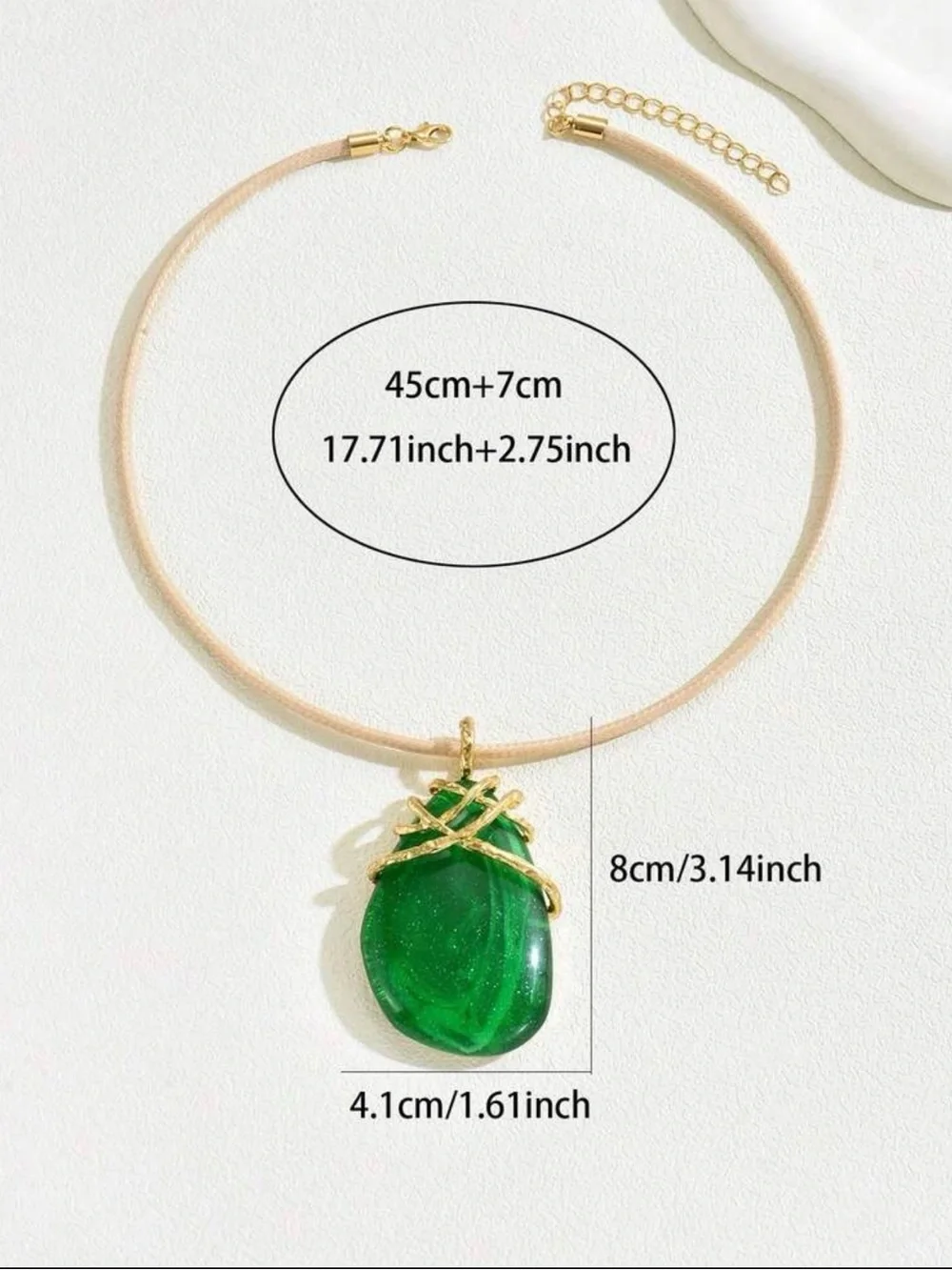 💚 Emerald Green Statement Pendant Necklace